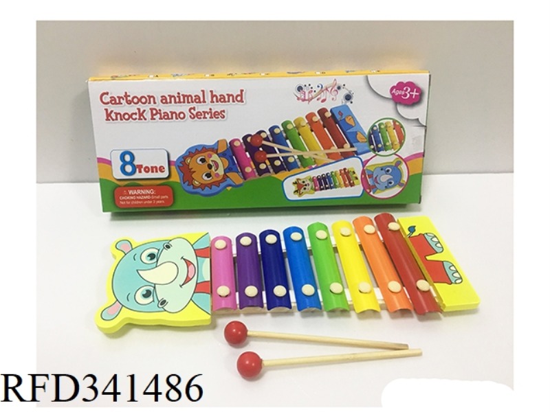 WOODEN CARTOON RHINO 8 TONE PIANO