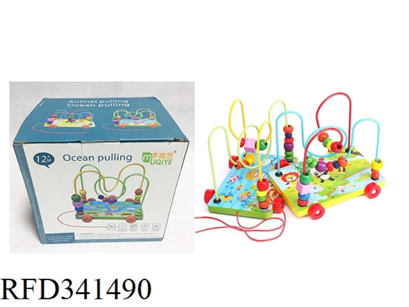 WOODEN CARTOON TRAILER ROUND THE BEAD