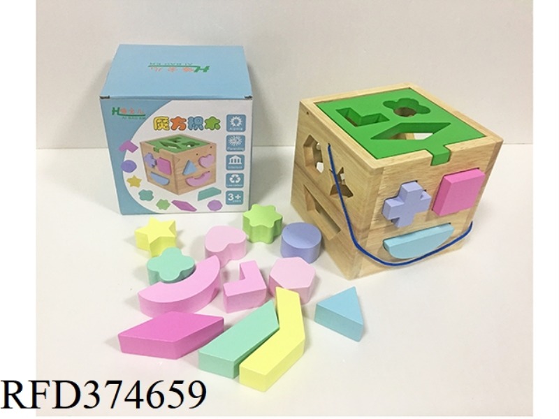 WOODEN 15-HOLE SHAPE BUILDING BLOCK INTELLIGENCE BOX