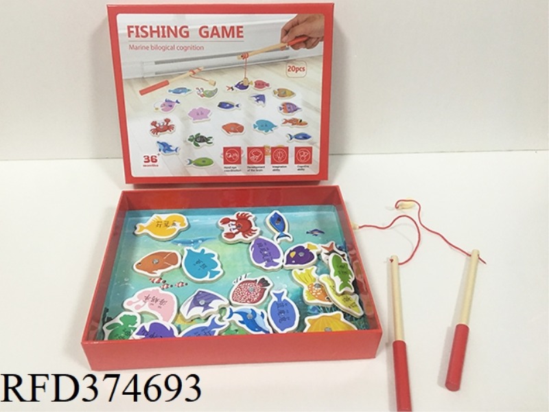 WOODEN 20PC MAGNETIC FISHING