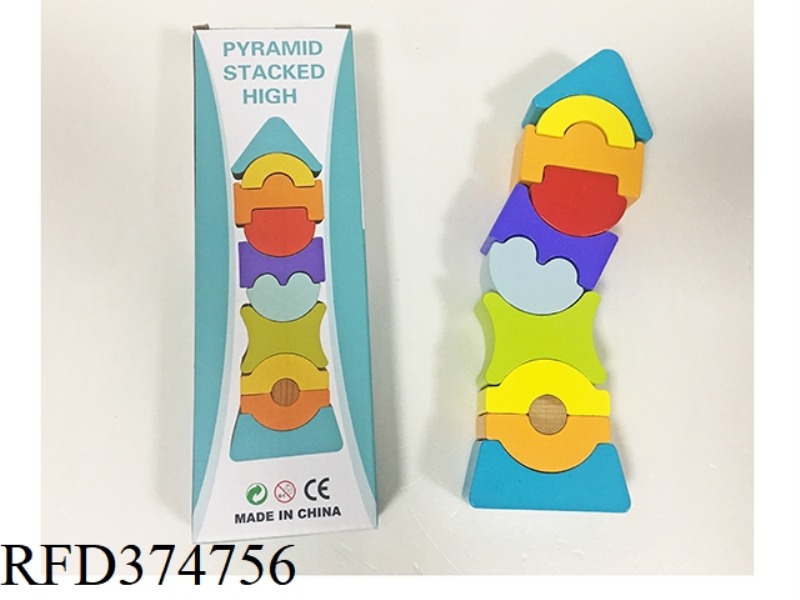 WOODEN PYRAMID STACKED HIGH BLOCKS