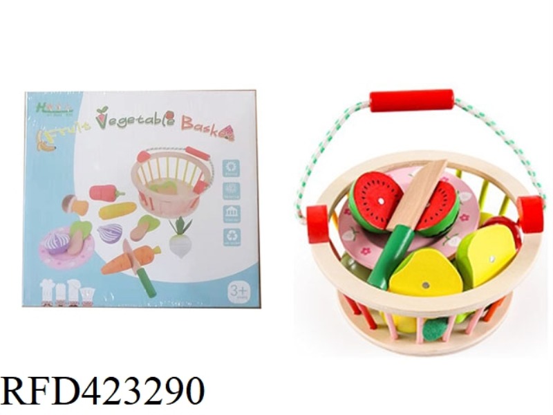 WOODEN FRUIT BASKET WITH VEGETABLES