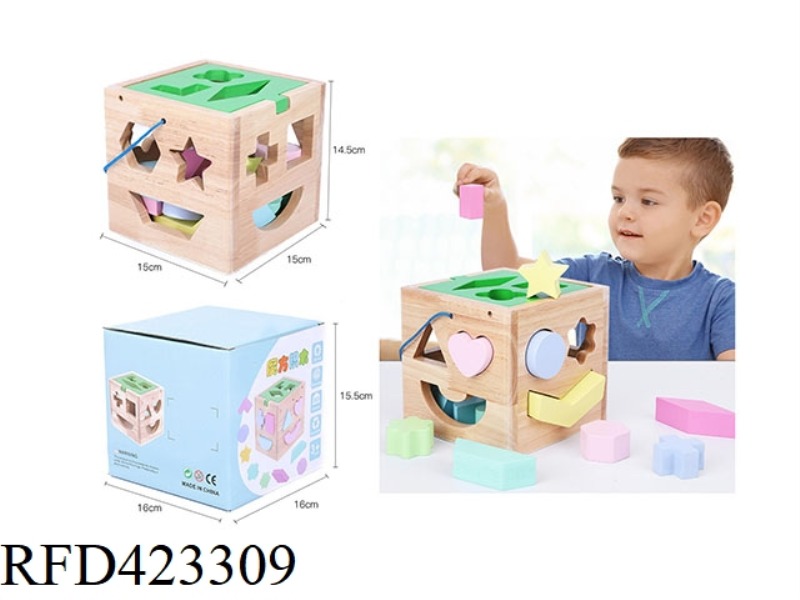 WOODEN 15-HOLE SHAPE BUILDING BLOCK INTELLIGENCE BOX