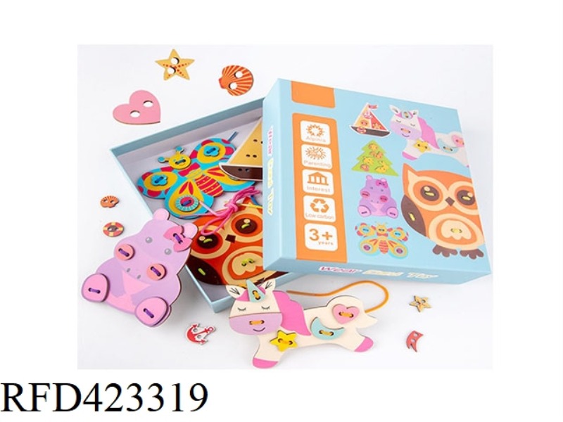 WOODEN 6 CARTOON DRAWSTRINGS
