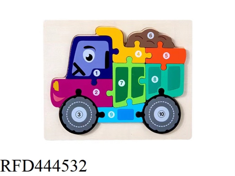 WOODEN THREE-DIMENSIONAL 3D SNAP TRUCK PUZZLE