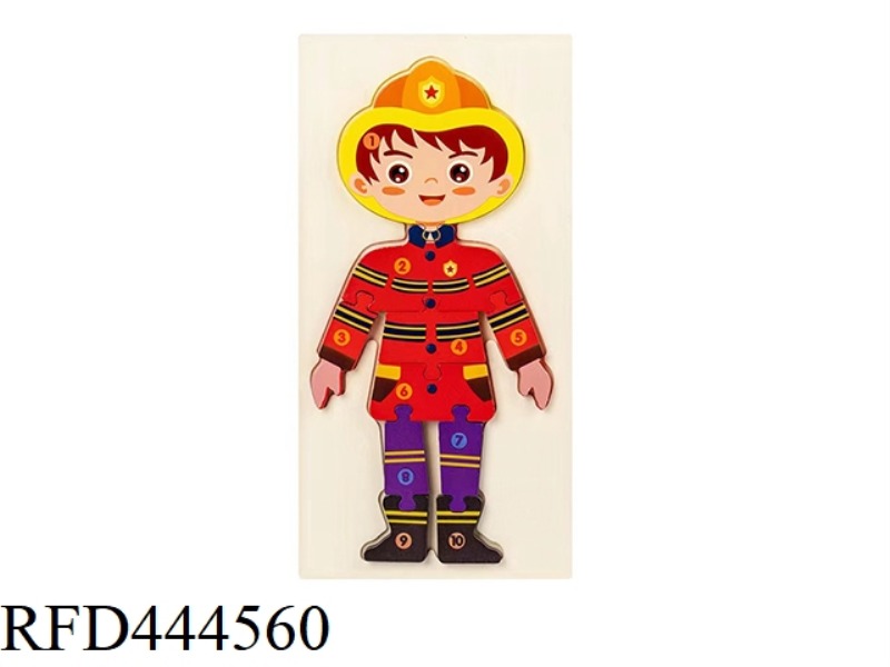 WOODEN BUCKLE THREE-DIMENSIONAL PUZZLE - FIREFIGHTERS