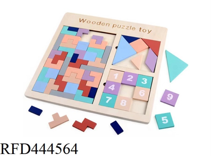 WOODEN THREE IN ONE DIGITAL PUZZLE