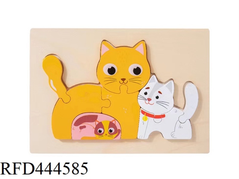 WOODEN KITTEN PARENT-CHILD ANIMAL