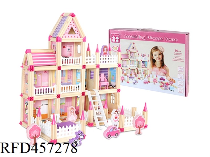 WOODEN PRINCESS BLOCK HOUSE 298PCS