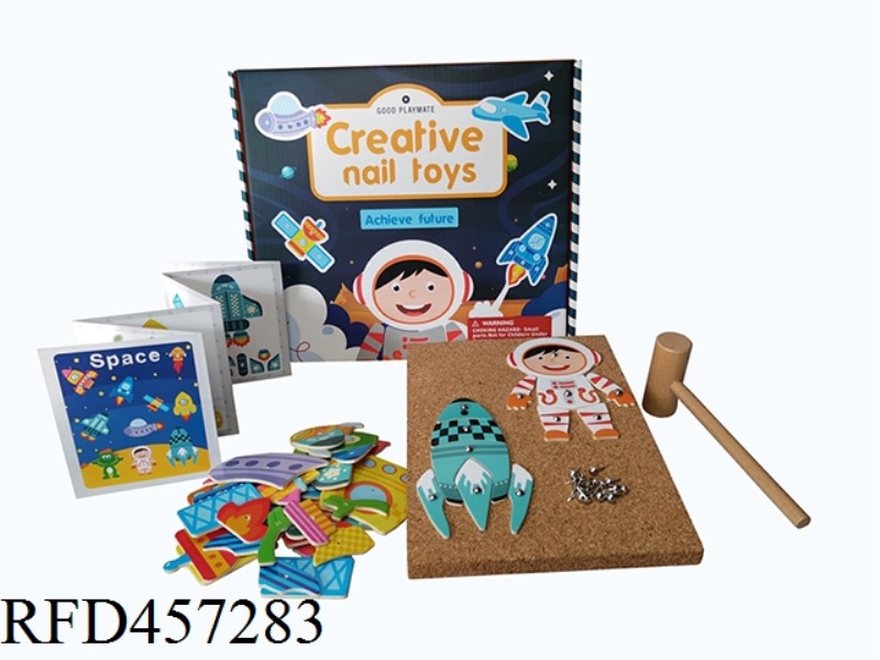 WOODEN CREATIVE NAIL KNOCK MUSIC PUZZLE (4 MIXED THEMES)