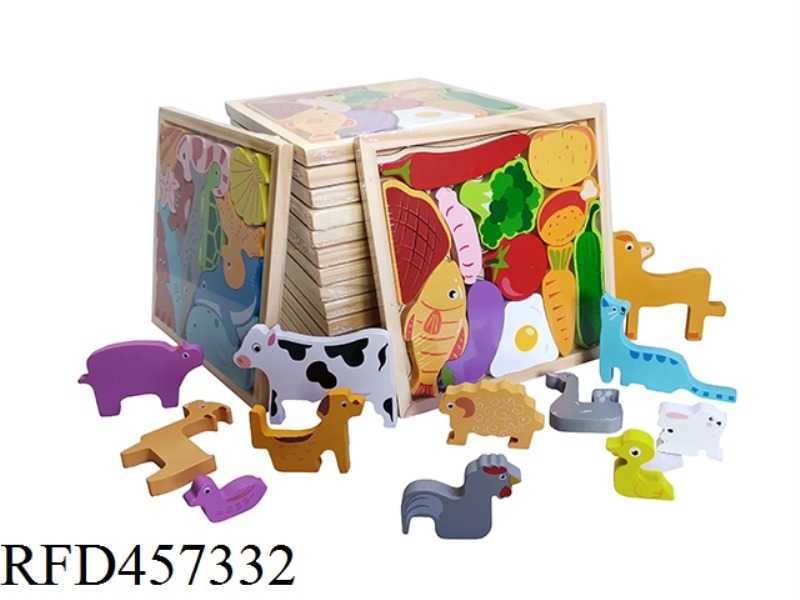 WOODEN THEMED THREE-DIMENSIONAL PUZZLES MIXED WITH SEVERAL TYPES