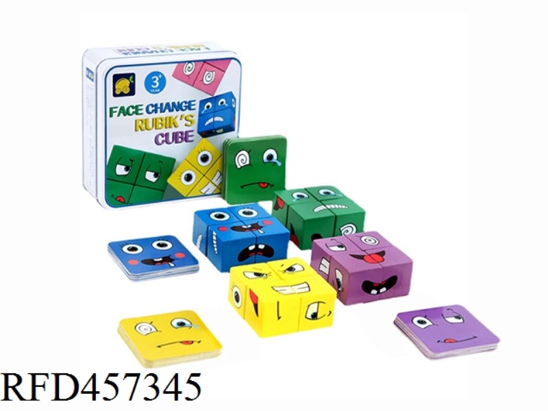16 WOODEN FACE CHANGING CUBE BLOCKS