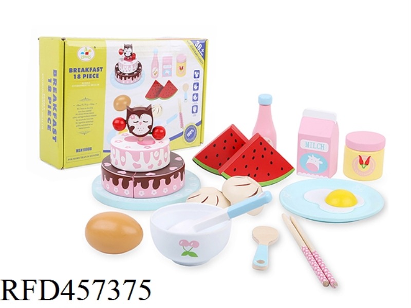 WOODEN BREAKFAST 18 PIECE SET