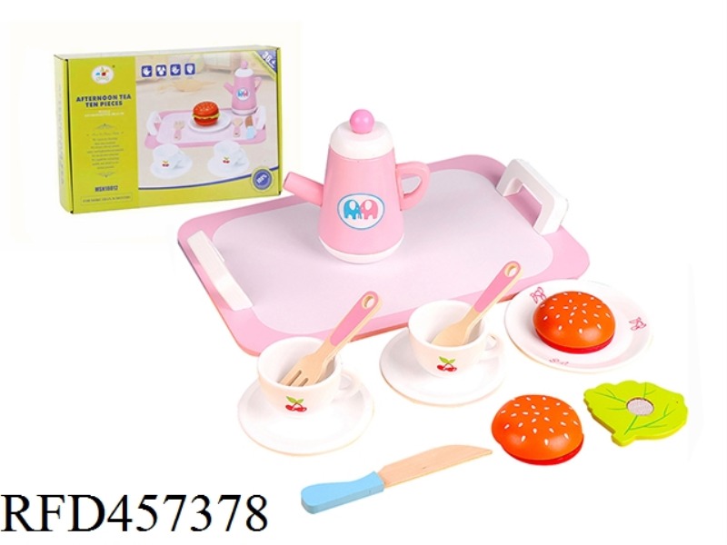WOODEN AFTERNOON TEA 10 PIECE SET