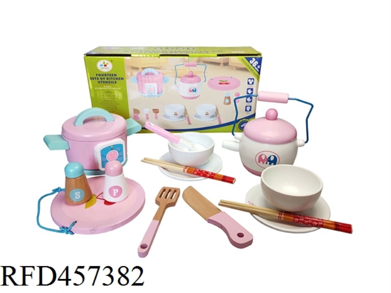 WOODEN KITCHENWARE 14 PIECE SET