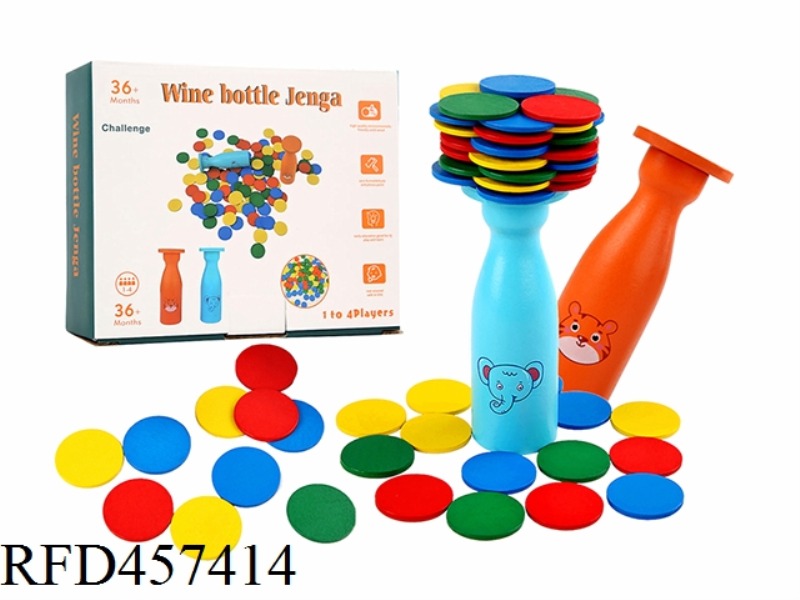 WOODEN BOTTLE BALANCED FOLDING MUSIC (MIXED BLUE AND RED BOTTLE)