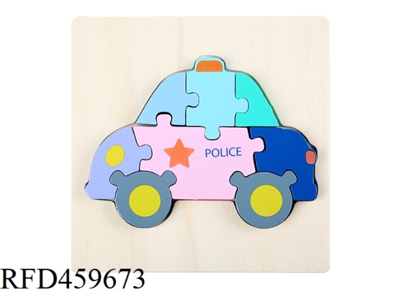 WOODEN MACARONE PUZZLE - POLICE CAR