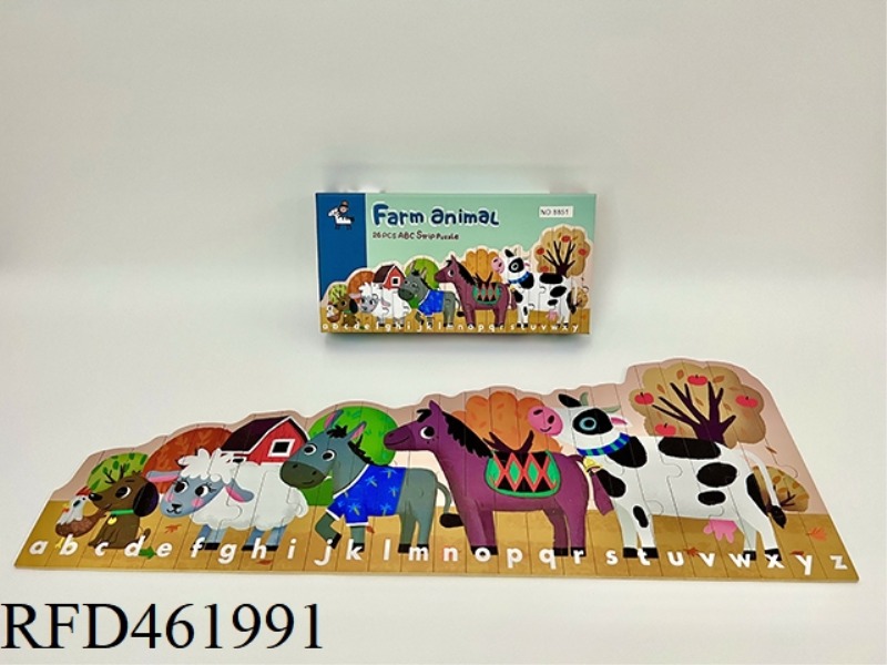 WOODEN ALPHABET FARM ANIMAL PUZZLE