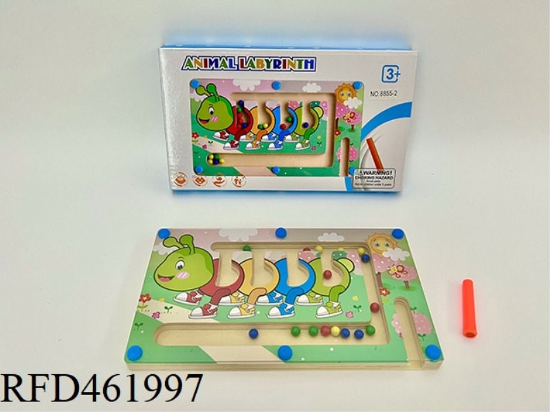 WOODEN CARTOON CATERPILLAR MAGNETIC ROLLING BEAD MAZE