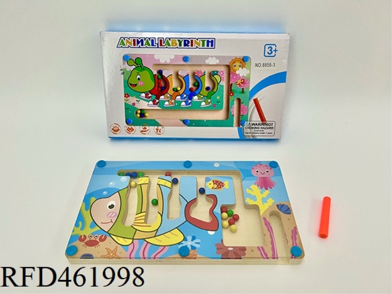 WOODEN CARTOON FISH MAGNETIC ROLLING BEAD MAZE