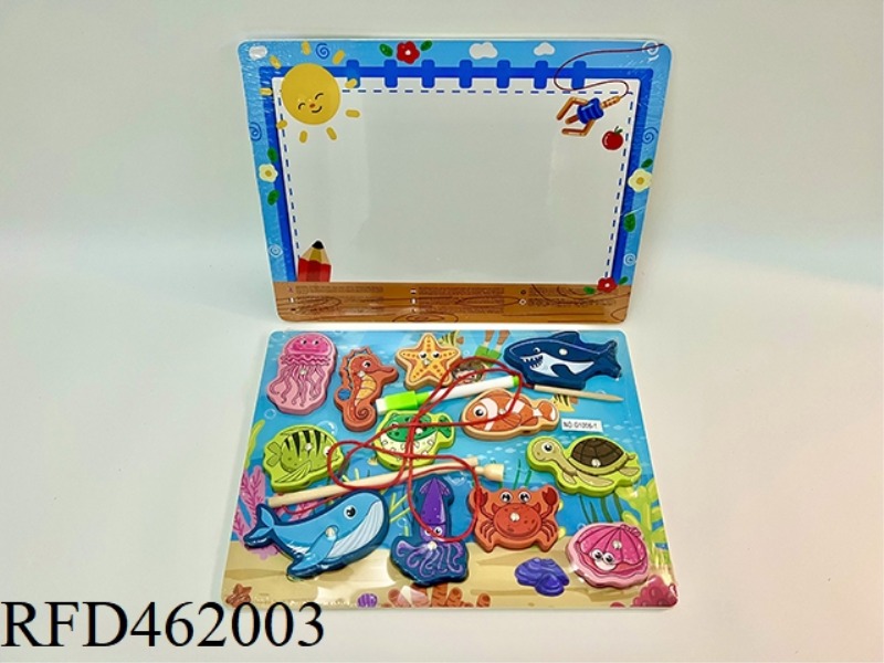 WOODEN MAGNETIC FISHING LINE DRAWING BOARD FOR MARINE ANIMALS