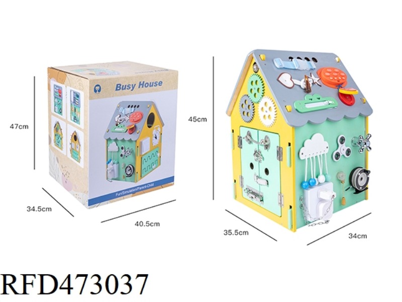 WOODEN MULTIFUNCTIONAL BUSY HOUSE (MUSIC)