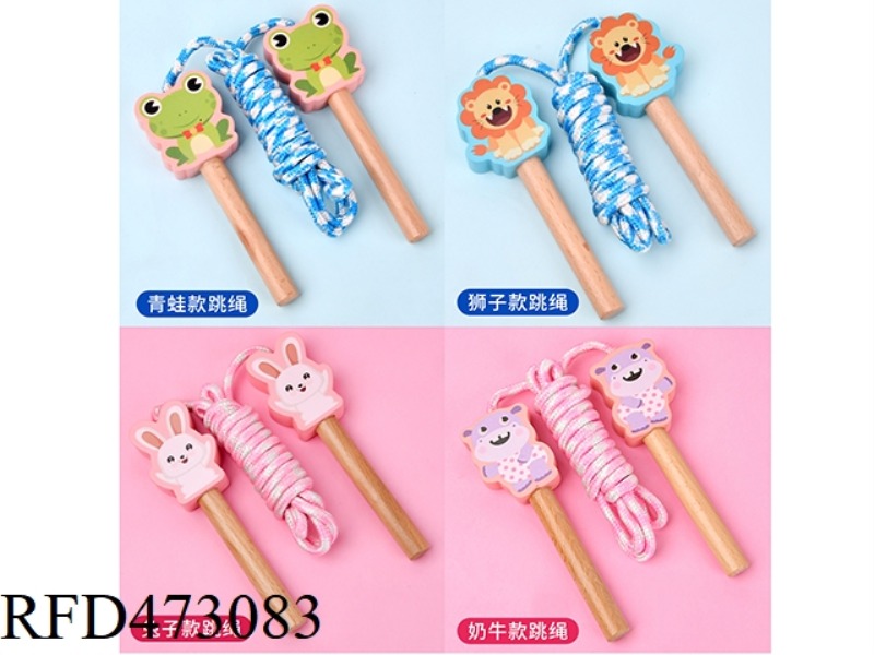 WOODEN CHILDREN'S SKIPPING ROPE (4 STYLES) ROPE LENGTH 2.2 METERS