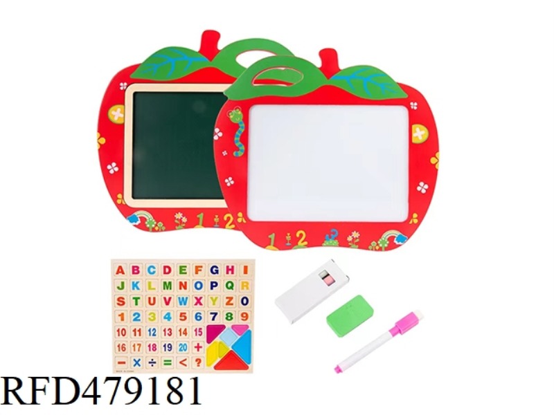 WOODEN DRAWING BOARD RED APPLE (GREEN HANDLE)