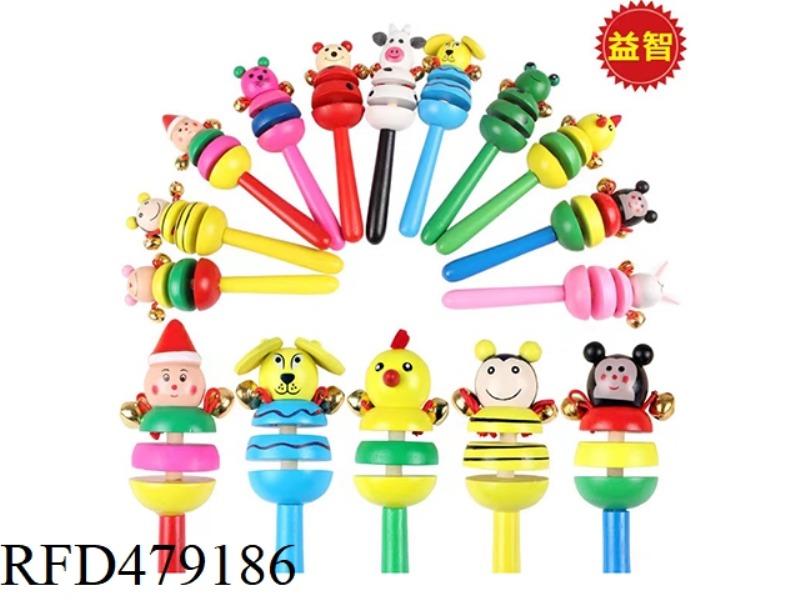 16CM WOODEN CARTOON HAND BELL