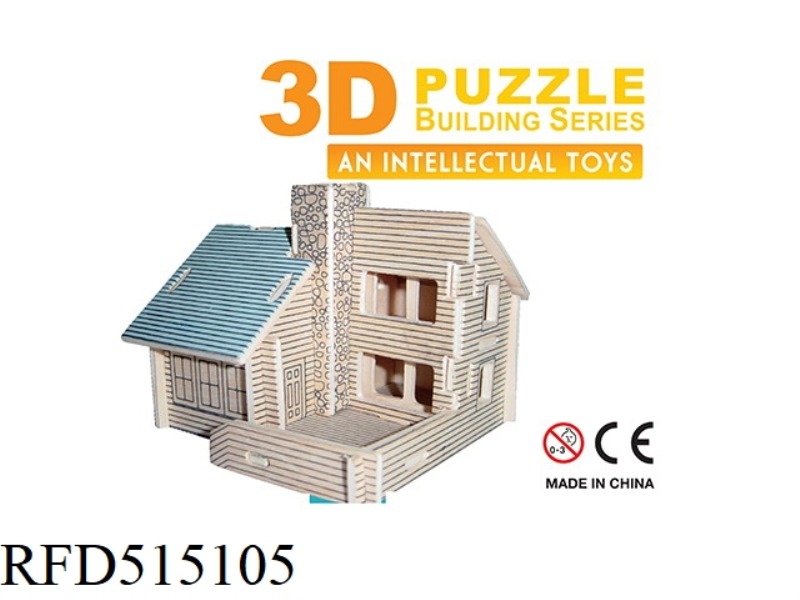 WOODEN 3D VILLA 17PCS