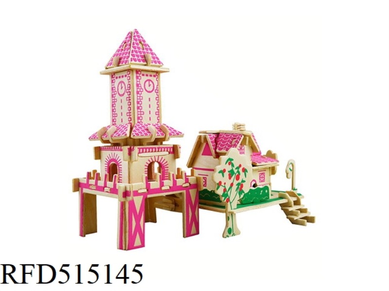 WOODEN PINK ROMANTIC COTTAGE 73PCS