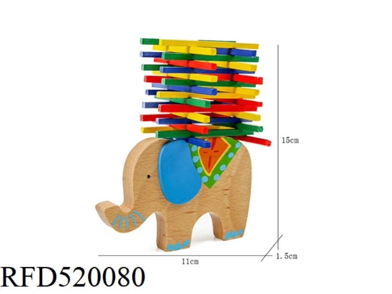 WOODEN ELEPHANT BALANCING JENGA