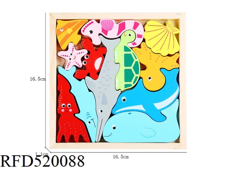 WOODEN MARINE ANIMAL PUZZLE PIECES