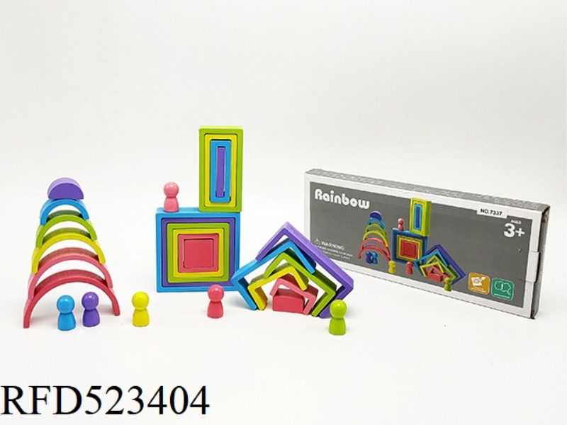 WOODEN RAINBOW RING BUILDING BLOCKS