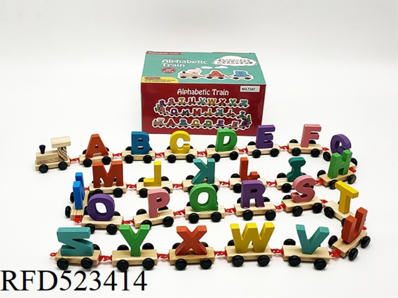 SMALL WOODEN TRAIN WITH CAPITAL LETTERS