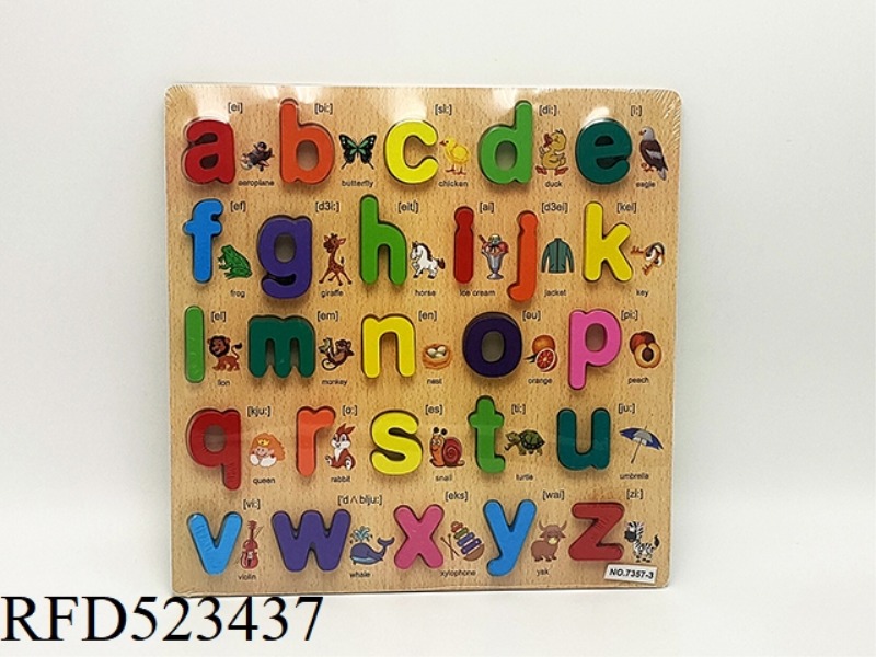 WOODEN PUZZLE WITH LARGE LOWERCASE LETTERS