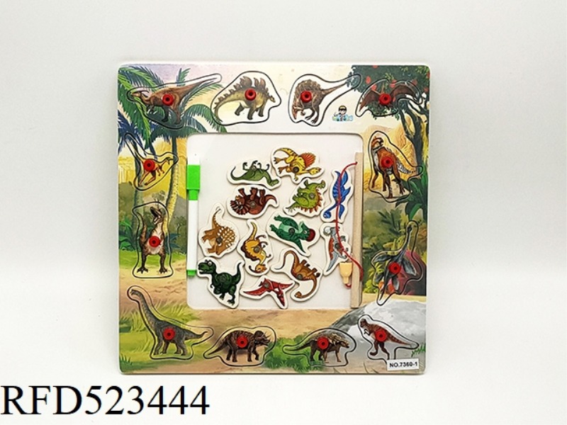 WOODEN HAND GRIP FISHING DINOSAUR DRAWING BOARD