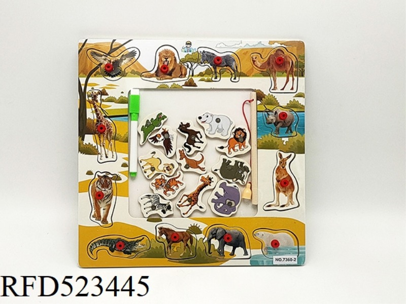 WOODEN HAND-GRABBED FISHING FOREST ANIMAL DRAWING BOARD