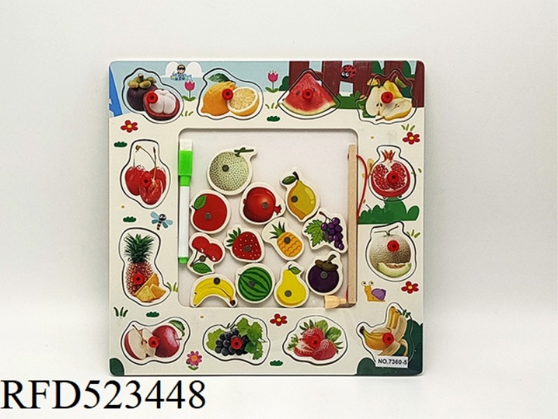 WOODEN HAND GRAB FISHING FRUIT DRAWING BOARD
