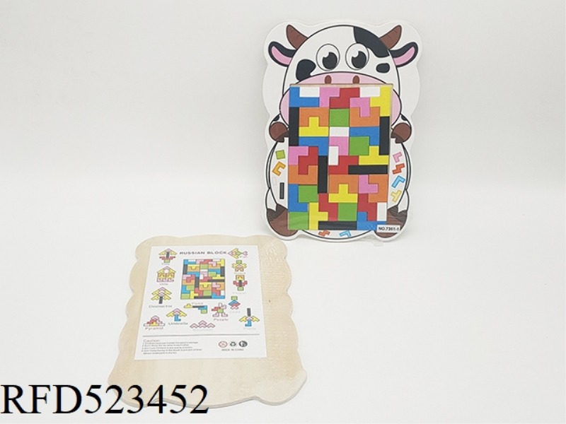 WOODEN COW TETRIS PUZZLE