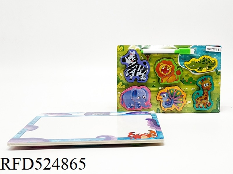WOODEN FOREST ANIMAL PUZZLE + DRAWING BOARD