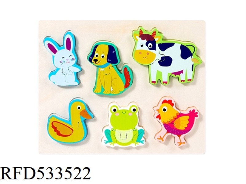 WOODEN FARM ANIMAL MATCHING STEREO PUZZLE