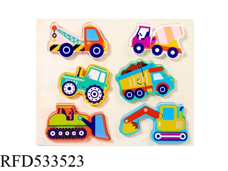 WOODEN ENGINEERING CAR PAIRED WITH STEREO PUZZLE