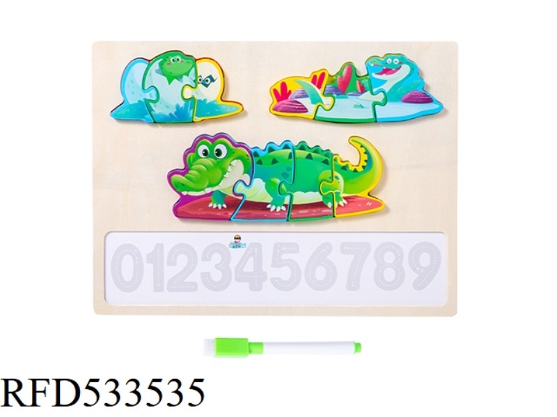 WOODEN LONG HANDWRITTEN PUZZLE - ALLIGATOR