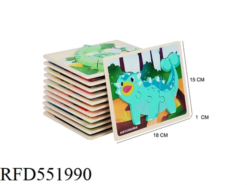 WOOD HEAT TRANSFER DINOSAUR PUZZLE MULTIPLE MIXED