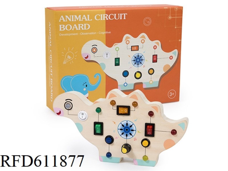 WOODEN DINOSAUR LED LIGHTS BUSY BOARD