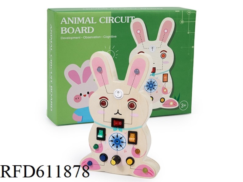 WOODEN RABBIT LED LIGHTS BUSY BOARD