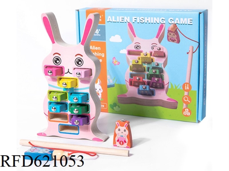 WOODEN FISHING GAME RABBIT