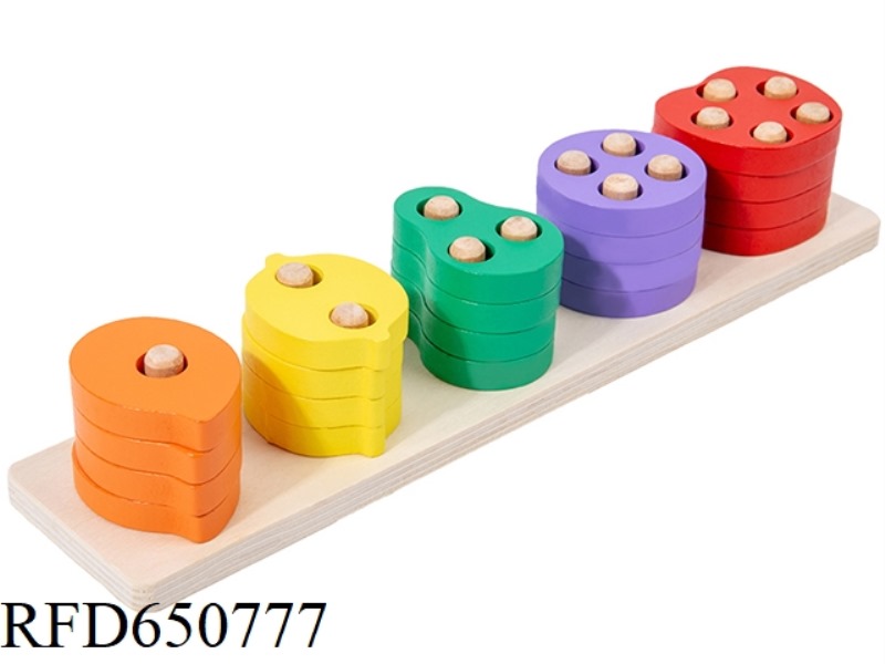 WOODEN FRUIT AND VEGETABLE SET COLUMN BUILDING BLOCK A