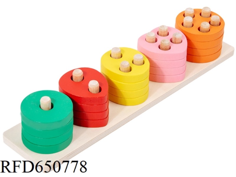 WOODEN FRUIT AND VEGETABLE SET COLUMN BUILDING BLOCK B